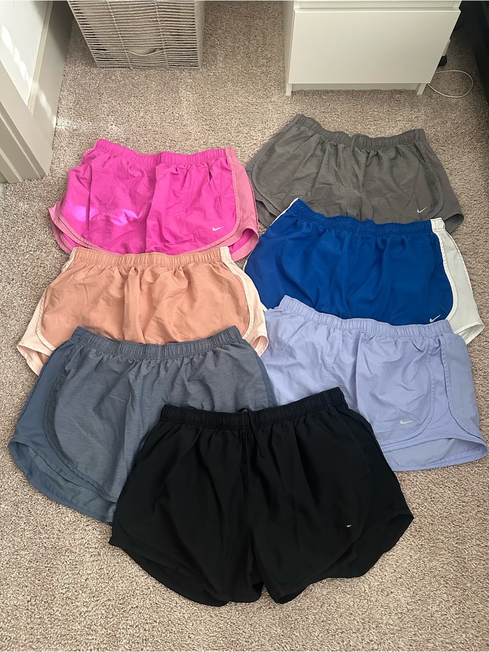 Nike Women's Dri-FIT Running Shorts - Black, Pink, Blue, Gray, Peach, Lilac